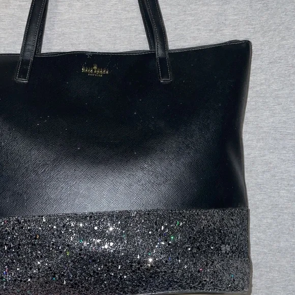 Kate Spade Black Greta Court Glitter Shoulder Tote Bag - Picture 2 of 10